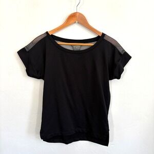 Aether Top Women Size 1 XS Black Short Sleeve Tee Mesh